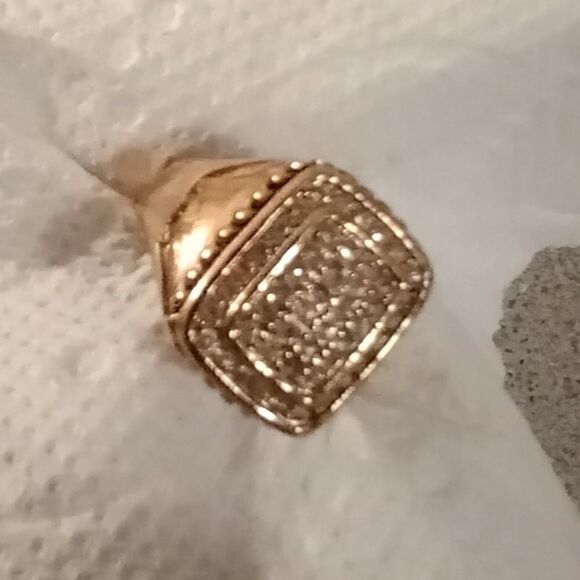 Vintage Goldtone And Rhinestone Hinged Cuff Bracelet And Matching Ring. 8.75 - Picture 11 of 13